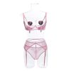 Internet Celebrity Sexy Lingerie Sexy With Breast Pad Sexy Sheer Mesh Peach Hip Four Piece Set for Women